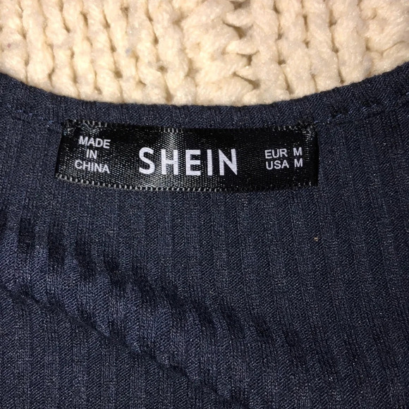 Shein medium navy blue rubbed long sleeve dress - Picture 4 of 5